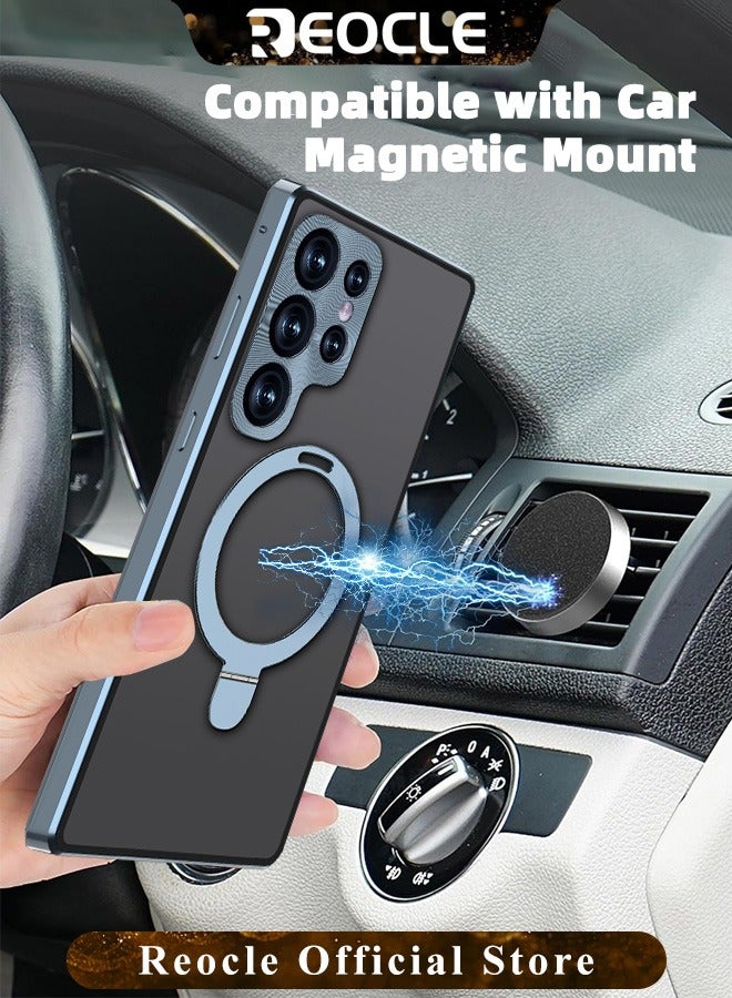 REOCLE Magnetic Phone Case Phone Cover Double-Sided Protection Metal Frame Phone Case with Invisible Magsafe Bracket for Samsung S23 S22 Ultra - Image 2