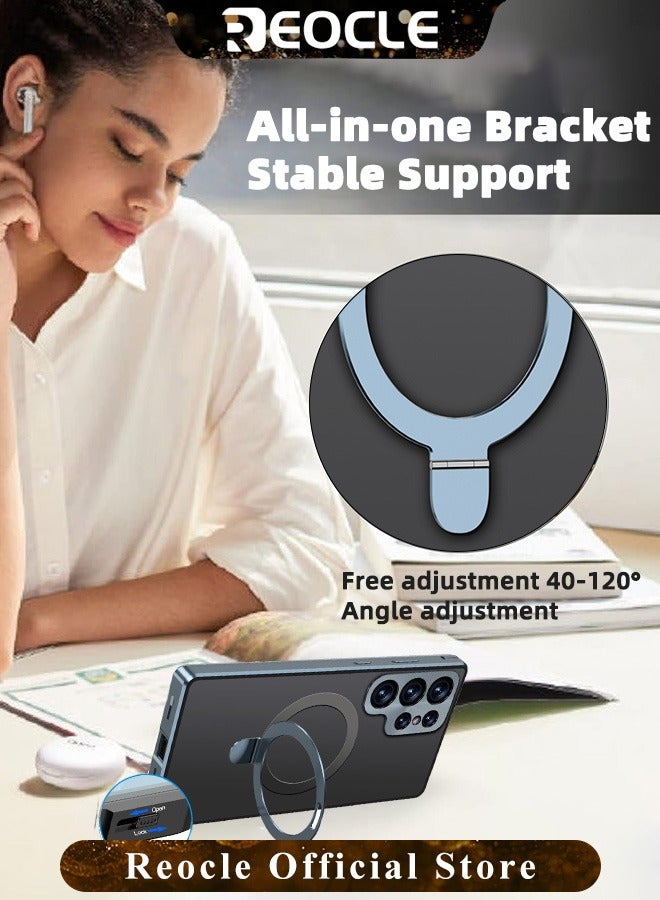 REOCLE Magnetic Phone Case Phone Cover Double-Sided Protection Metal Frame Phone Case with Invisible Magsafe Bracket for Samsung S23 S22 Ultra - Image 4