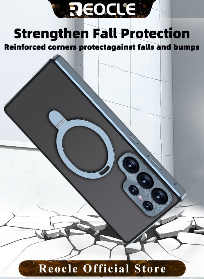 REOCLE Magnetic Phone Case Phone Cover Double-Sided Protection Metal Frame Phone Case with Invisible Magsafe Bracket for Samsung S23 S22 Ultra - Image 5