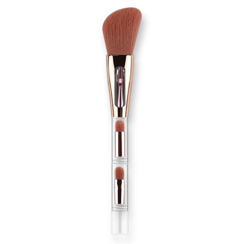 4 In 1 Makeup Brush: Soft Synthetic Hair - Detachable & Space-Saving Design Blending Brush for Travel, Parties and Daily Makeup Application - Image 1
