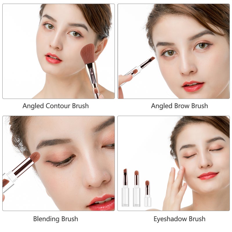 4 In 1 Makeup Brush: Soft Synthetic Hair - Detachable & Space-Saving Design Blending Brush for Travel, Parties and Daily Makeup Application - Image 3