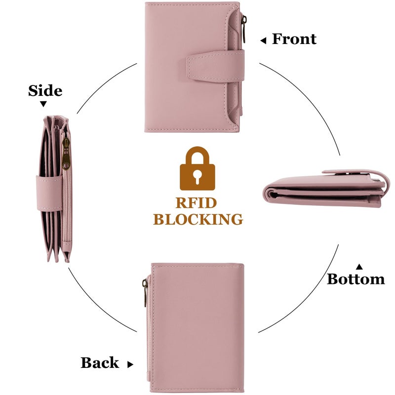 Airkit Small Wallet Women RFID Blocking Soft Leather Bifold Compact Card Holder Wallet for Women with Zipper Coin Pocket 4 ID Window - Image 4