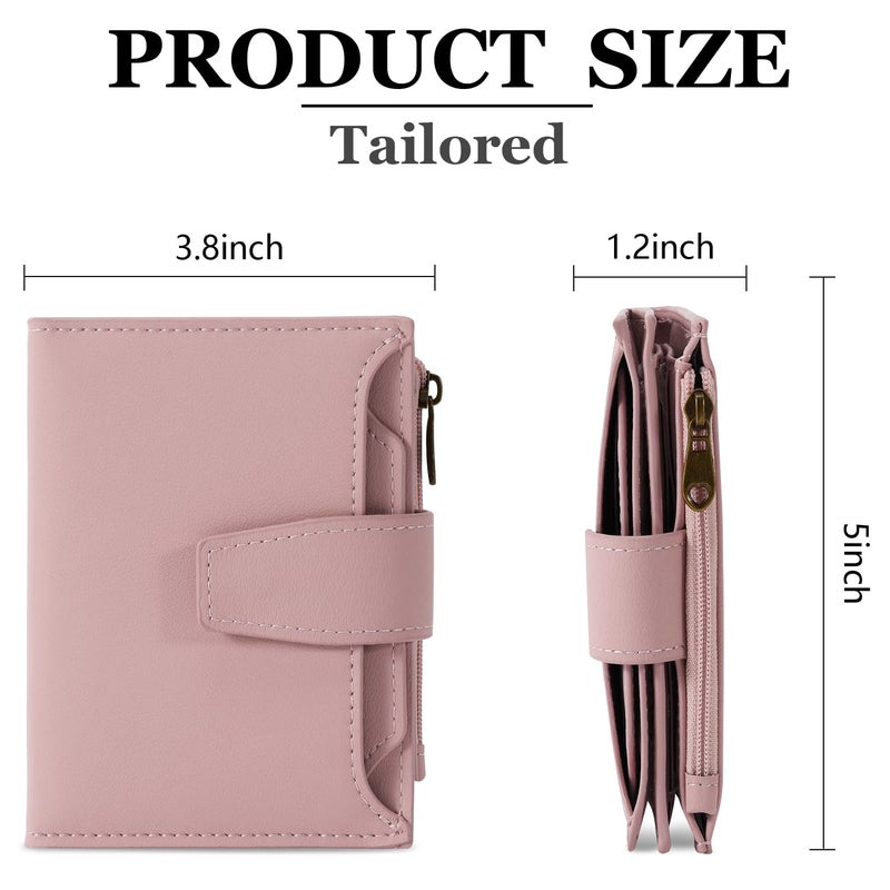 Airkit Small Wallet Women RFID Blocking Soft Leather Bifold Compact Card Holder Wallet for Women with Zipper Coin Pocket 4 ID Window - Image 3