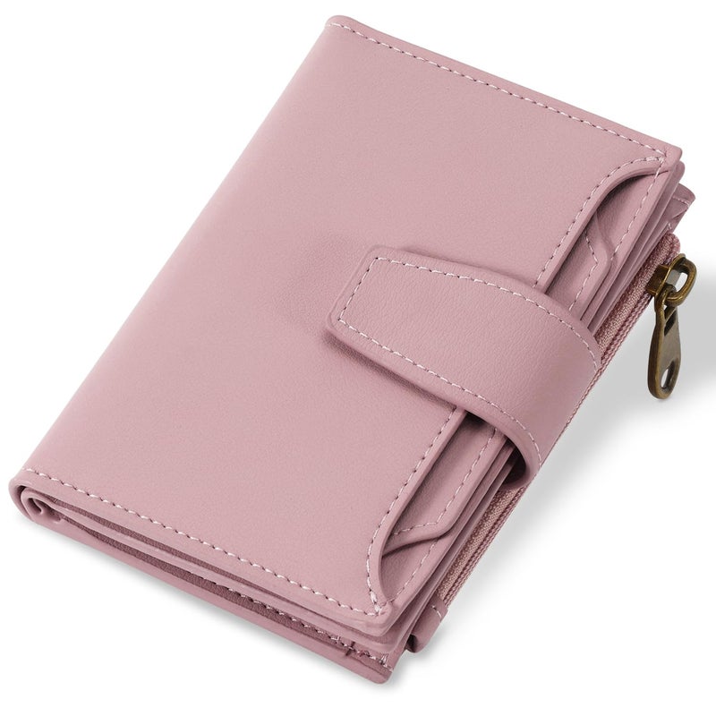 Airkit Small Wallet Women RFID Blocking Soft Leather Bifold Compact Card Holder Wallet for Women with Zipper Coin Pocket 4 ID Window - Image 1