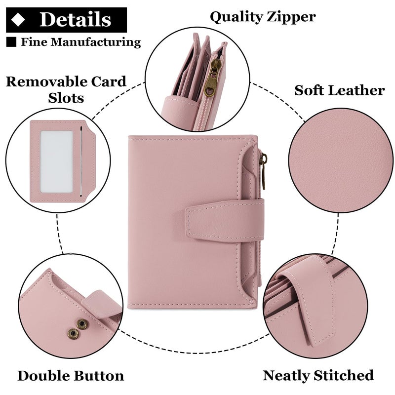 Airkit Small Wallet Women RFID Blocking Soft Leather Bifold Compact Card Holder Wallet for Women with Zipper Coin Pocket 4 ID Window - Image 5