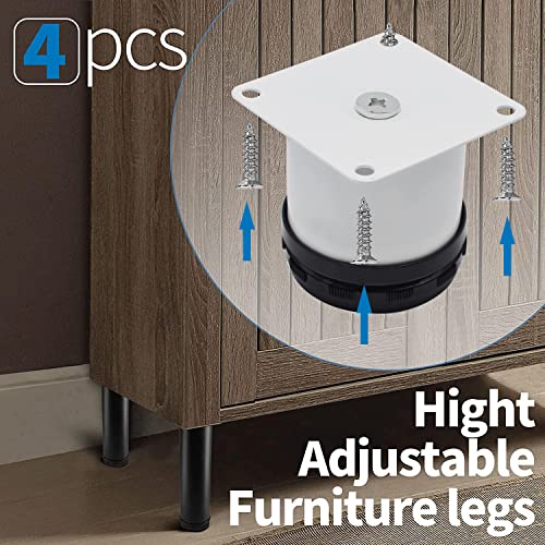 Masendelk 2.5 Inch Metal Furniture Legs - Stainless Steel, Adjustable, White, Round Cabinet Legs for Coffee Table, Cabinet, Desk, Sofa, Shelves - Pack of 4 - Image 4