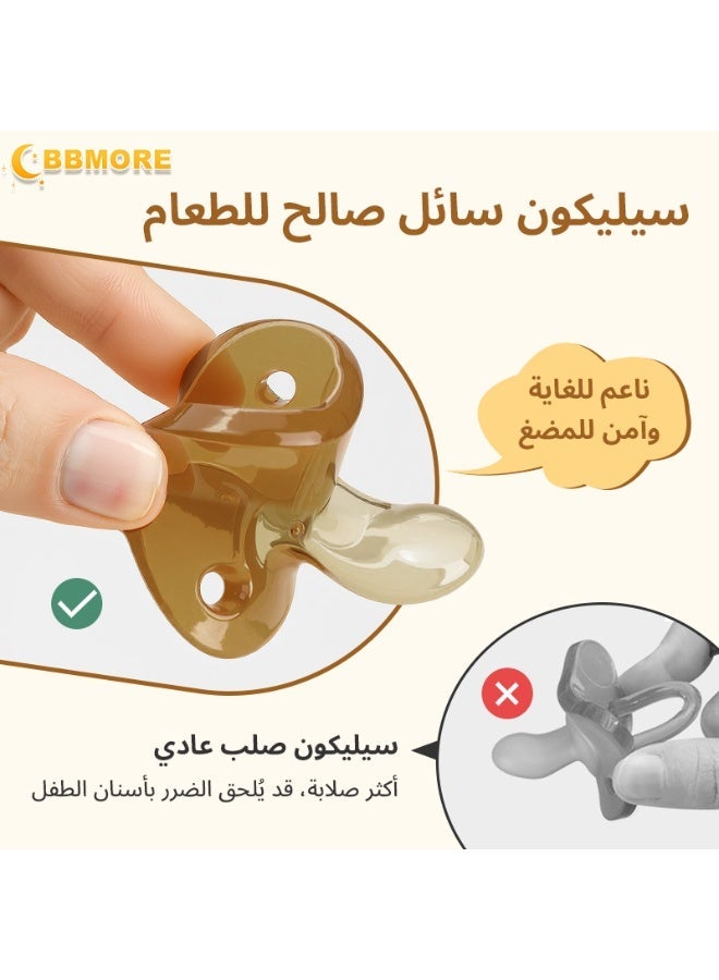 بي بي مور عبوتان من لهايات سيليكون للأطفال مع علبة تخزين ومشبك مانع للسقوط – نهاري (طرف مستدير) وليلي (طرف مسطّح)، سيليكون سائل بدرجة غذائية خالٍ من BPA، ناعم مع فتحات تهوية، تصميم من قطعة واحدة، مناسب لعمر 0–24 شهرًا - Image 3