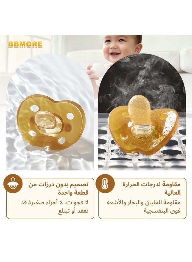 BBMORE 2-Pack Silicone Baby Pacifiers with Storage Case and Anti-Drop Clip – Day (Round Tip) & Night (Flat Tip), BPA-Free Food-Grade Liquid Silicone, Soft, Breathable Vents, One-Piece Design, 0-24 Months - Image 4