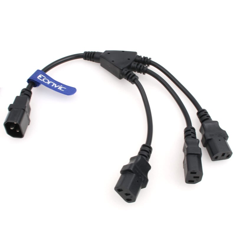 Eonvic كابل طاقة Y مقسم Eonvic IEC 320 C14 ذكر إلى 3 x C13 أنثى بطول 2 قدم - Image 1