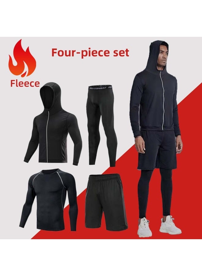 Men's Velvet 4-Piece Sports Fitness Set for Running and Outdoor Activities