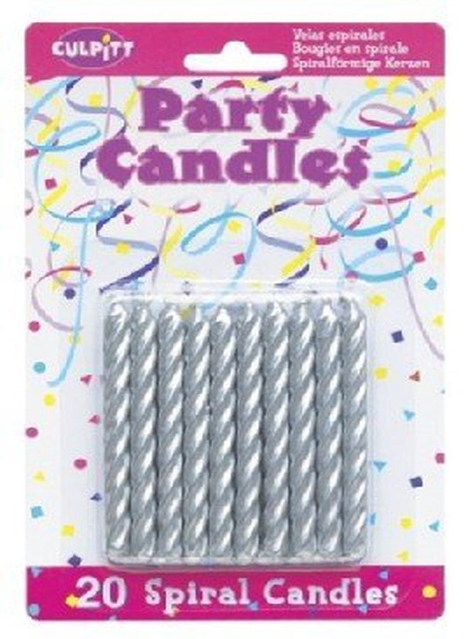 20 Pkg ~ Culpitt Silver Spiral ~ Cake Decorating Candles