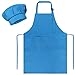 SUNLAND Kids Apron And Hat Set Children Chef Apron For Cooking Baking Painting Blue S - Image 3