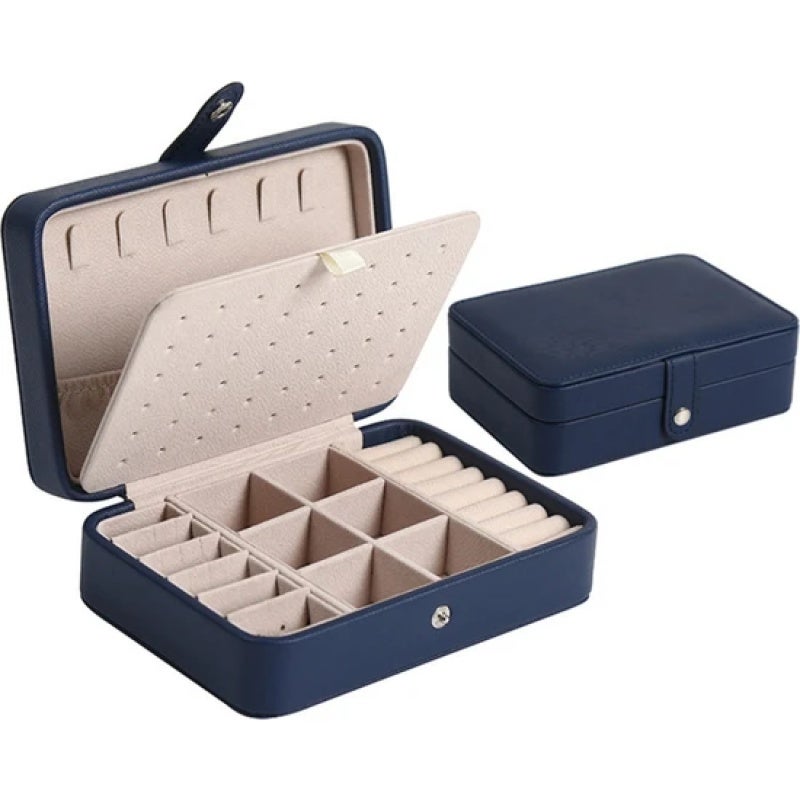 Jewelry Box: PU Leather Waterproof Material - Separable Compartment Design Earring Holder With 68 Holes & 6 Necklace Hooks For Jewelry Storage