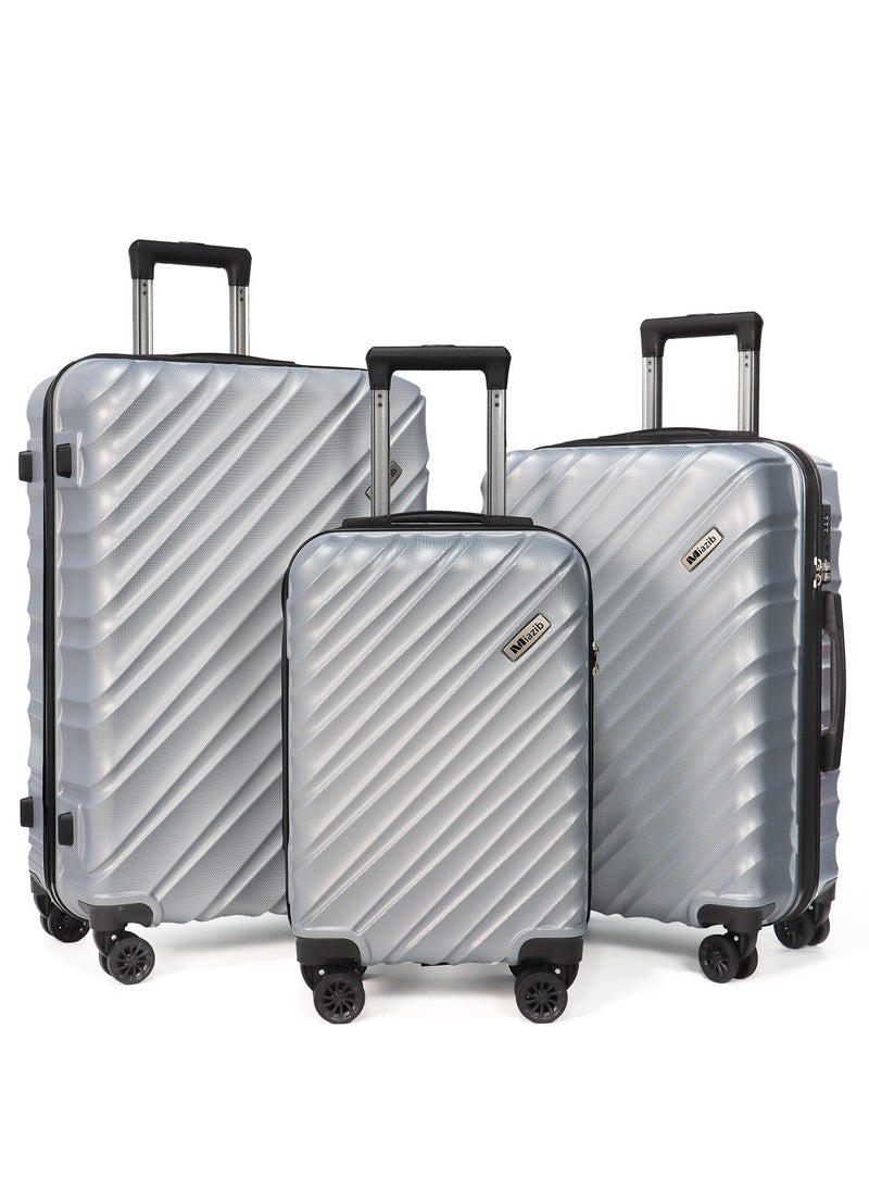 MIAZIB MIAZIB Luggage Sets Suitcases with Wheels Suitcase set Hardshell Luggage sets Clearance Luggage sets with TSA Lock 20/24/28 Inch Luggage Lightweight Suitcases with Wheels Silver  - Image 1