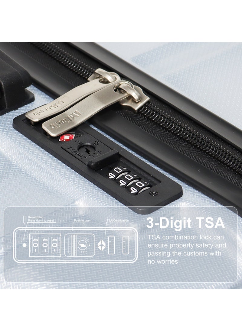 MIAZIB MIAZIB Luggage Sets Suitcases with Wheels Suitcase set Hardshell Luggage sets Clearance Luggage sets with TSA Lock 20/24/28 Inch Luggage Lightweight Suitcases with Wheels Silver  - Image 2
