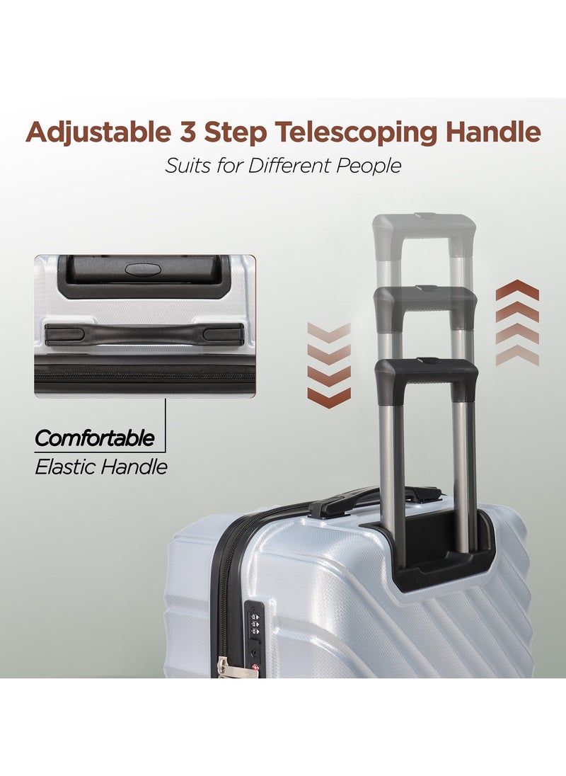 MIAZIB MIAZIB Luggage Sets Suitcases with Wheels Suitcase set Hardshell Luggage sets Clearance Luggage sets with TSA Lock 20/24/28 Inch Luggage Lightweight Suitcases with Wheels Silver  - Image 4