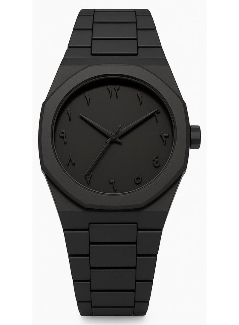 AURA "Minimalist Black Analog Aura Watch with Arabic Numerals – Unisex Design with Matte Finish – Lightweight and Sleek Wristwatch for Everyday Style" - Image 1