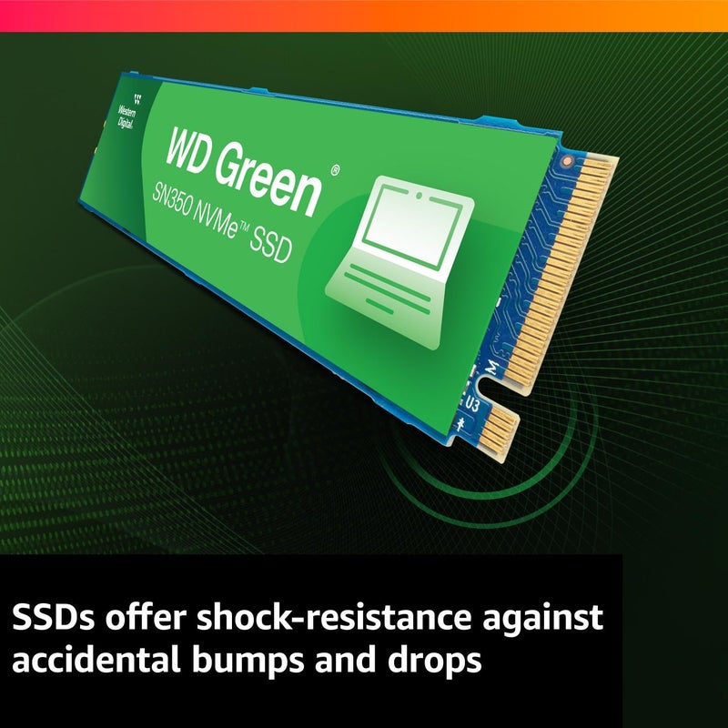 Western Digital WD Green SN350 NVMe 250GB, Upto 2400MB/s, 3 Y Warranty, PCIe Gen 3 NVMe M.2 (2280), Internal Solid State Drive (SSD) (WDS250G2G0C), Green - Image 5