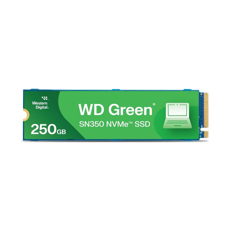 Western Digital WD Green SN350 NVMe 250GB, Upto 2400MB/s, 3 Y Warranty, PCIe Gen 3 NVMe M.2 (2280), Internal Solid State Drive (SSD) (WDS250G2G0C), Green - Image 1