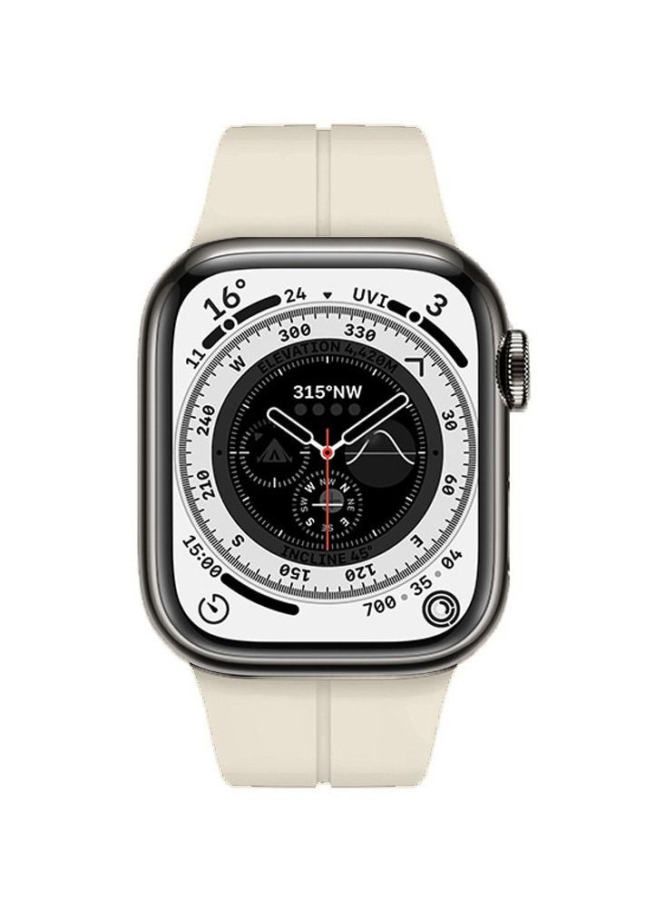 CATANES - Apple Watch Band 42mm 44mm 45mm 49mm Magnetic Band D-buckle Silicone Sport Strap Replacement Wrist Band Sand White - Image 1