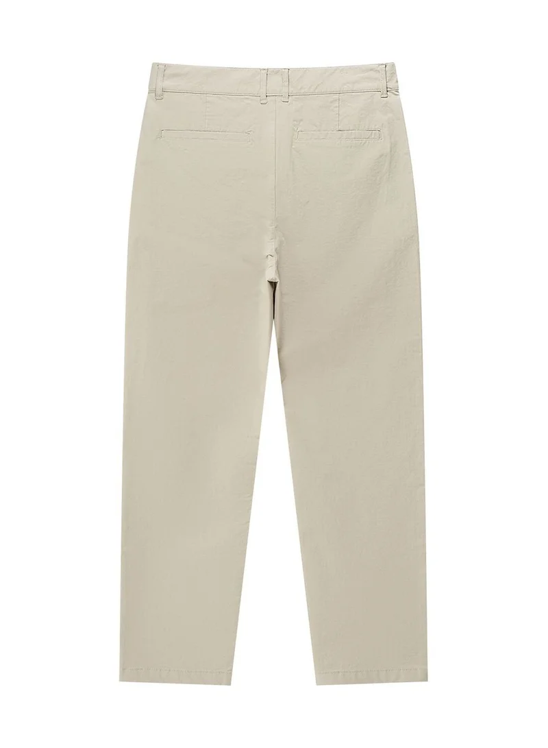 جيوردانو بنطلون رجالي كاكي بقصة مستقيمة مدببة من مزيج القطن