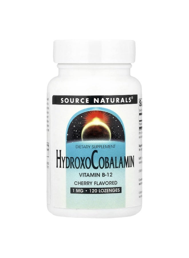 Source Naturals Source Naturals, HydroxoCobalamin, Vitamin B12, Cherry , 1 mg, 120 Lozenges  - Image 1