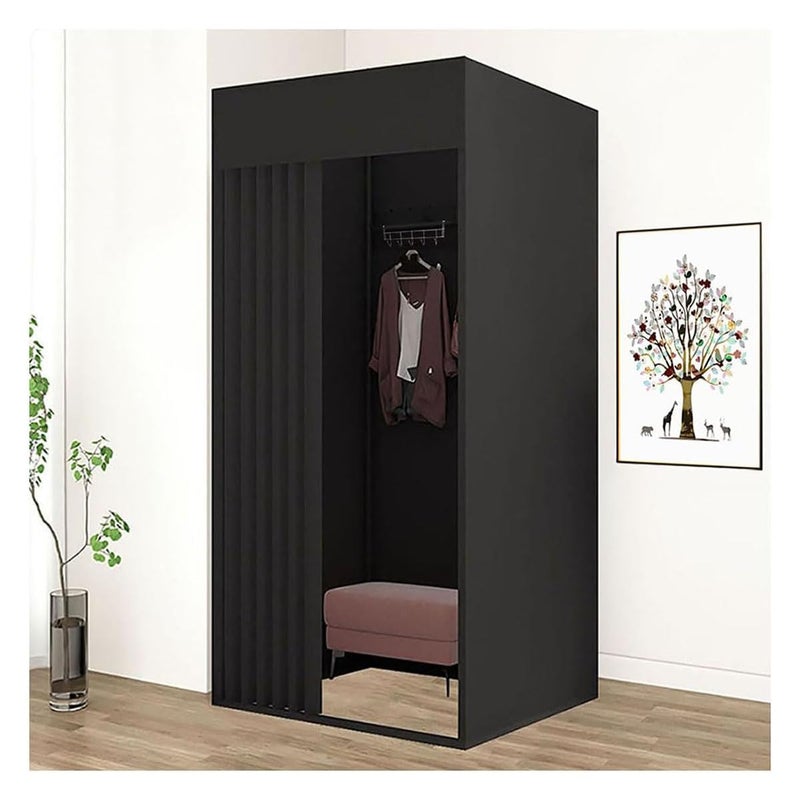 Pengfei Pengfei Fitting Room Portable Dressing Room Frame with Curtain and Hook Changing Room for Clothing Store Boutiques Office Temporary Privacy Space Easy to Assemble Black 39x39x79 inch 