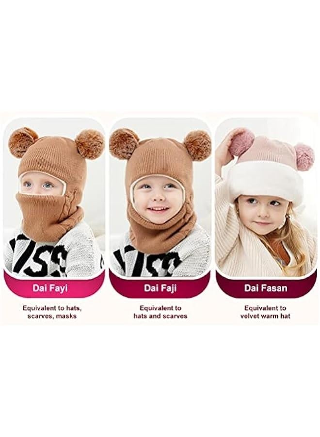 Winter Hat Scarf Set, Toddler Kids Earflap Hood Scarves Warm Set,Warm Knitted Hood Scarf Beanie Hat (Gray) - Image 4