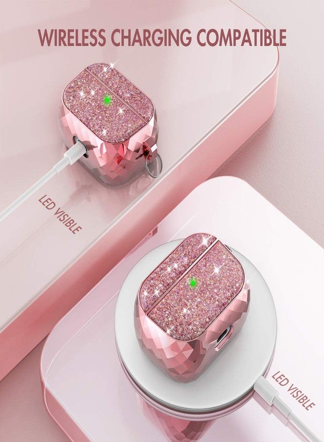 AhaStyle AirPods Pro Case Cover for Women Girls, Luxury Glossy Hard Shell Case Cover Accessories Compatible with Apple AirPods Pro Charging Case (Rose Gold) - Image 3