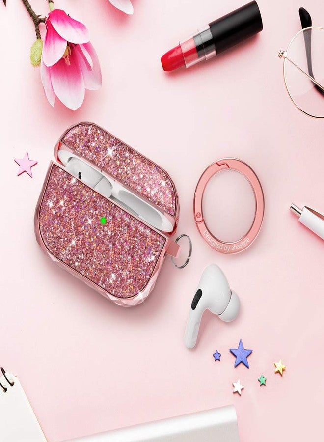 AhaStyle AirPods Pro Case Cover for Women Girls, Luxury Glossy Hard Shell Case Cover Accessories Compatible with Apple AirPods Pro Charging Case (Rose Gold) - Image 2