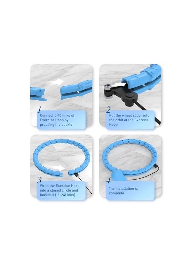 PROMASS - Weighted Hula Circle Hoops, 2 In 1 Exercise Hula Hoop With 360° Auto-Spinning Ball, 24 Links Detachable And Size Adjustable, Smart Weighted Fit Hoop For Adults Beginners Weight Loss - Image 1