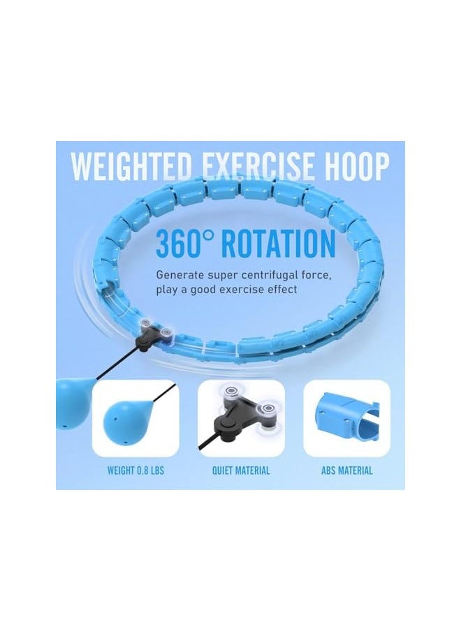 PROMASS - Weighted Hula Circle Hoops, 2 In 1 Exercise Hula Hoop With 360° Auto-Spinning Ball, 24 Links Detachable And Size Adjustable, Smart Weighted Fit Hoop For Adults Beginners Weight Loss - Image 1