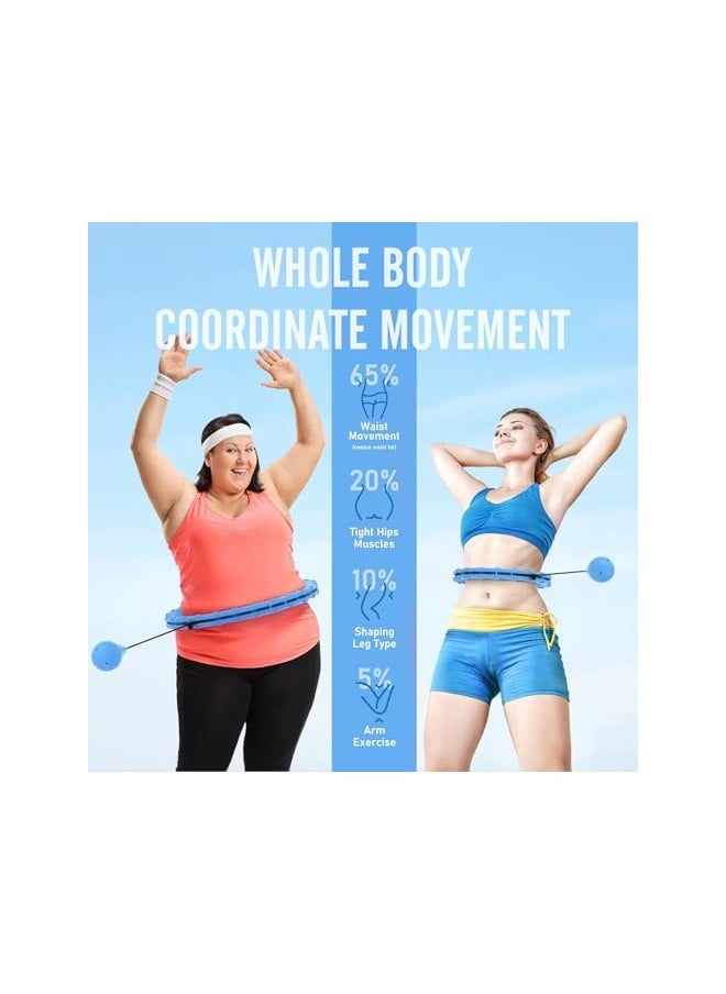 PROMASS - Weighted Hula Circle Hoops, 2 In 1 Exercise Hula Hoop With 360° Auto-Spinning Ball, 24 Links Detachable And Size Adjustable, Smart Weighted Fit Hoop For Adults Beginners Weight Loss - Image 1
