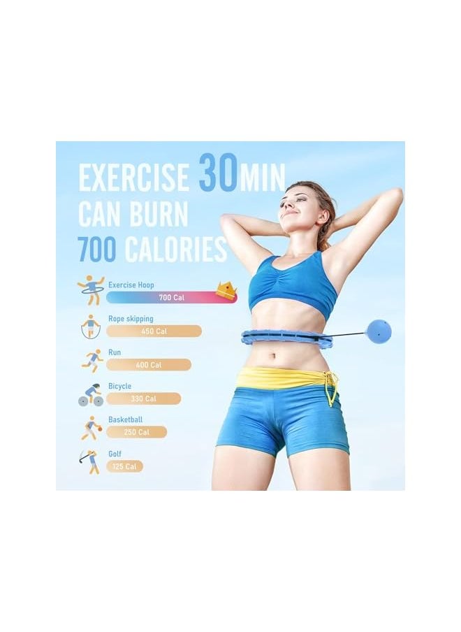 PROMASS - Weighted Hula Circle Hoops, 2 In 1 Exercise Hula Hoop With 360° Auto-Spinning Ball, 24 Links Detachable And Size Adjustable, Smart Weighted Fit Hoop For Adults Beginners Weight Loss - Image 1