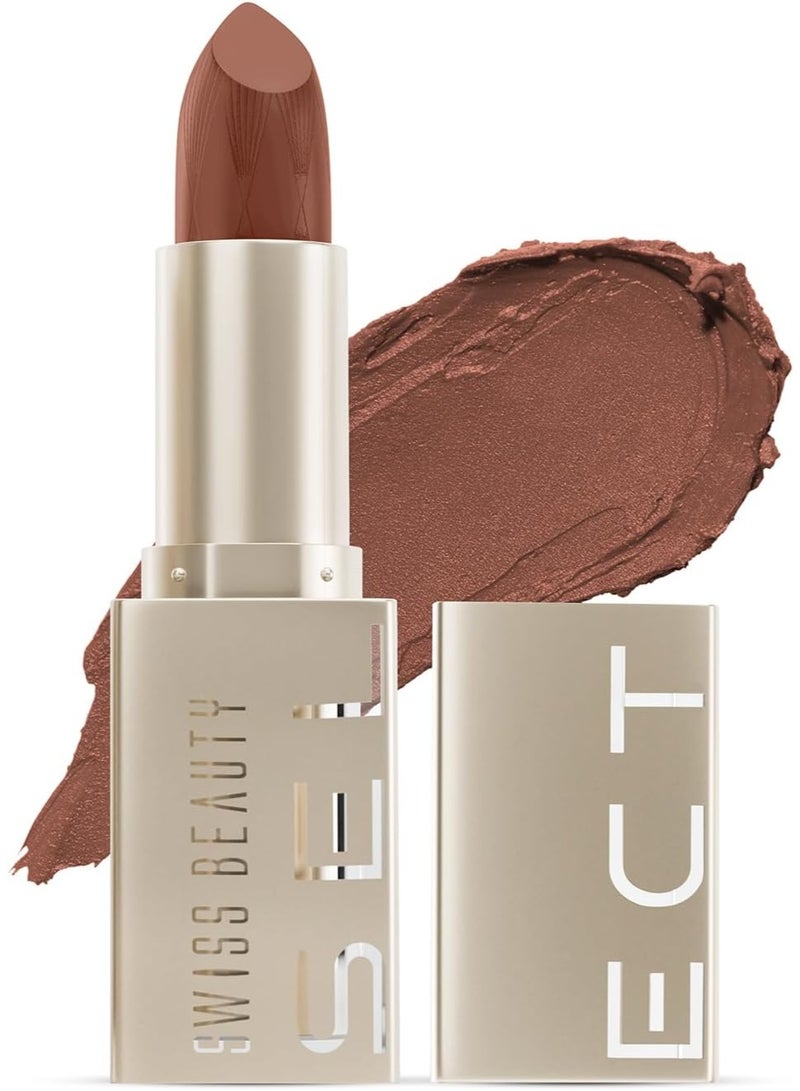 Swiss Beauty Select Crème Touch Hydrating Lipstick | With Vitamin E and Tea Tree Oil | High -shine finish | shade - Noble Nude - 4 gm - Image 1