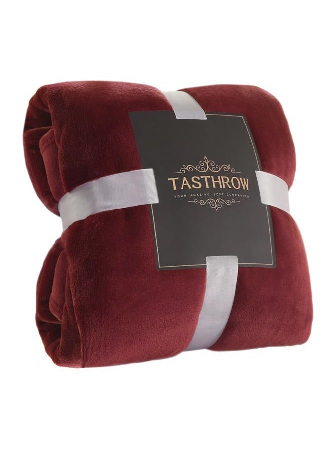 TASTHROW Large Flannel Fleece Throw Blanket, 60×80 Inch - Cozy Lightweight Thick Blanket - All Seasons Suitable for Women, Men and Kids (Burgundy) - Image 1
