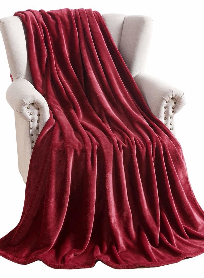 TASTHROW Large Flannel Fleece Throw Blanket, 60×80 Inch - Cozy Lightweight Thick Blanket - All Seasons Suitable for Women, Men and Kids (Burgundy) - Image 3