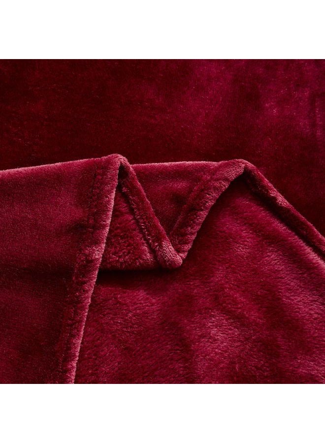 TASTHROW Large Flannel Fleece Throw Blanket, 60×80 Inch - Cozy Lightweight Thick Blanket - All Seasons Suitable for Women, Men and Kids (Burgundy) - Image 5