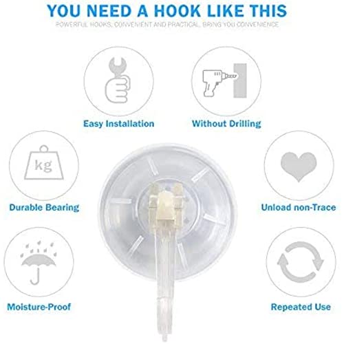 1st Choice Clear Plastic Suction Cup Hook, 6 Pack Ultra Heavy Duty Hooks Strong Power Lock Hooks Vacuum Traceless Hooks - Image 3