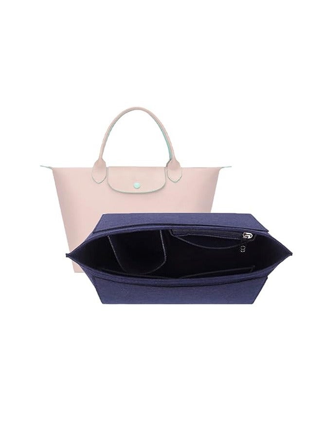 Generic Purse Organizer, Multi-Pocket Felt Handbag Organizer, Folding Tote Bag organizer insert for Insert Wallet Organizer for Longchamp  Dark Blue  - Image 1