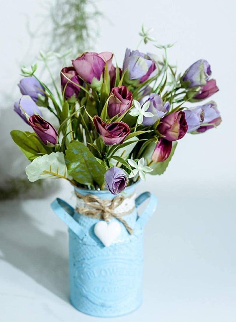 Y&D Vase, Rustic Flower Holder Shabby Chic Metal Vintage Jug Vase for Home Garden Book Rack Decor (Sky-Blue) - Image 2