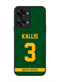 Rugged Black Edge Case for OnePlus Nord 2T, Slim fit Soft Case Flexible Rubber Edges Thin Cover - Player Name - Jacques Kallis, Jersey Number- 3