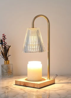 Camellia Shade Wax Lamp Candle Warmer Lamp with High Transparency Glass Stepless Dimming Rapid Melting Solid Wood Base Ideal for Home Decor and Aromatherapy