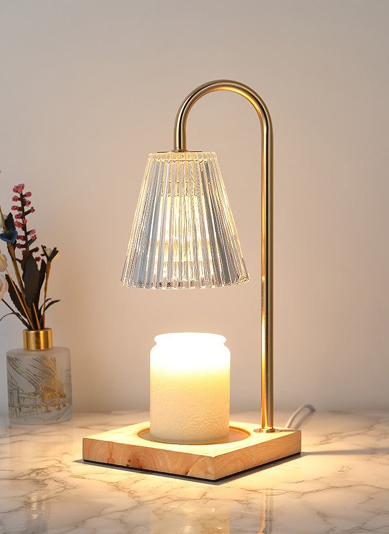 Sharpdo - Camellia Shade Wax Lamp Candle Warmer Lamp with High Transparency Glass Stepless Dimming Rapid Melting Solid Wood Base Ideal for Home Decor and Aromatherapy - Image 1