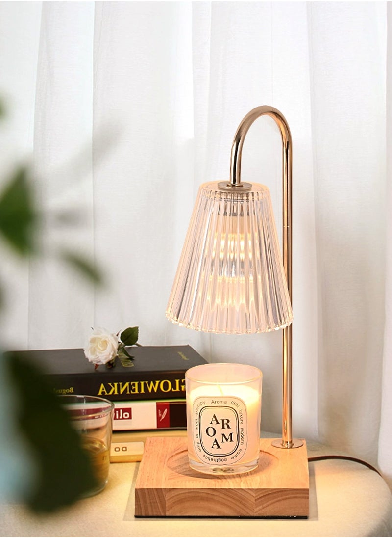 Sharpdo - Camellia Shade Wax Lamp Candle Warmer Lamp with High Transparency Glass Stepless Dimming Rapid Melting Solid Wood Base Ideal for Home Decor and Aromatherapy - Image 1
