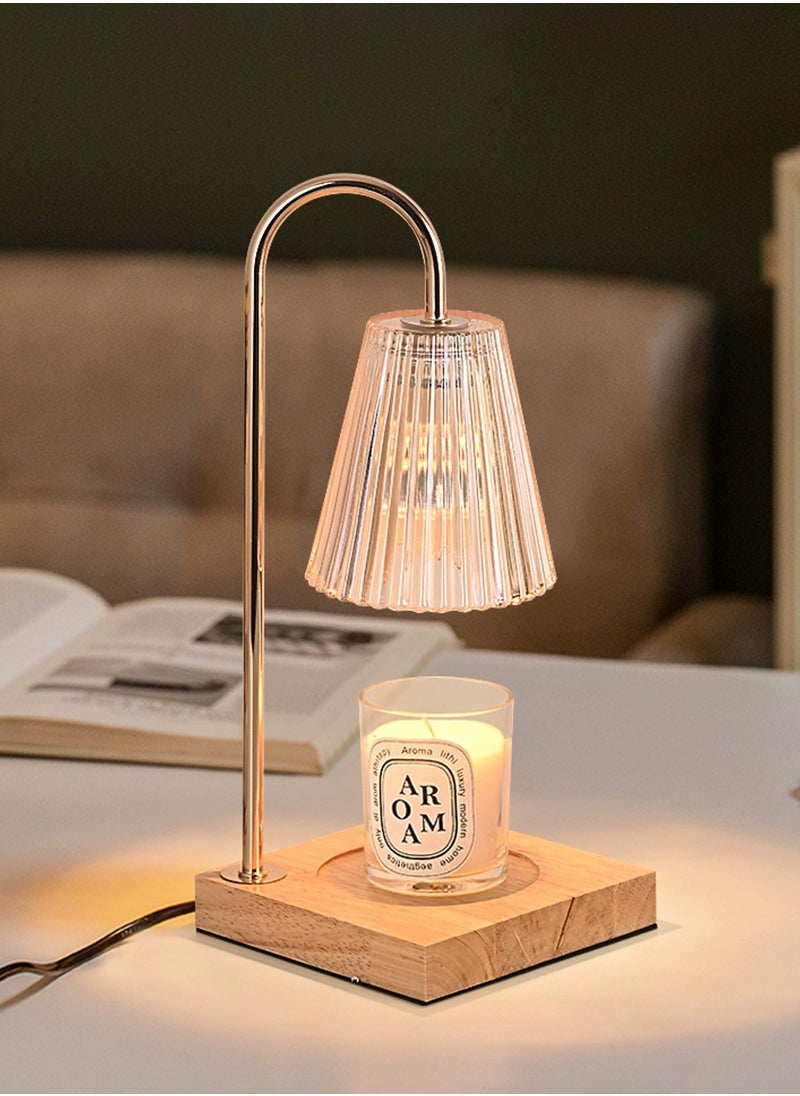 Sharpdo - Camellia Shade Wax Lamp Candle Warmer Lamp with High Transparency Glass Stepless Dimming Rapid Melting Solid Wood Base Ideal for Home Decor and Aromatherapy - Image 1