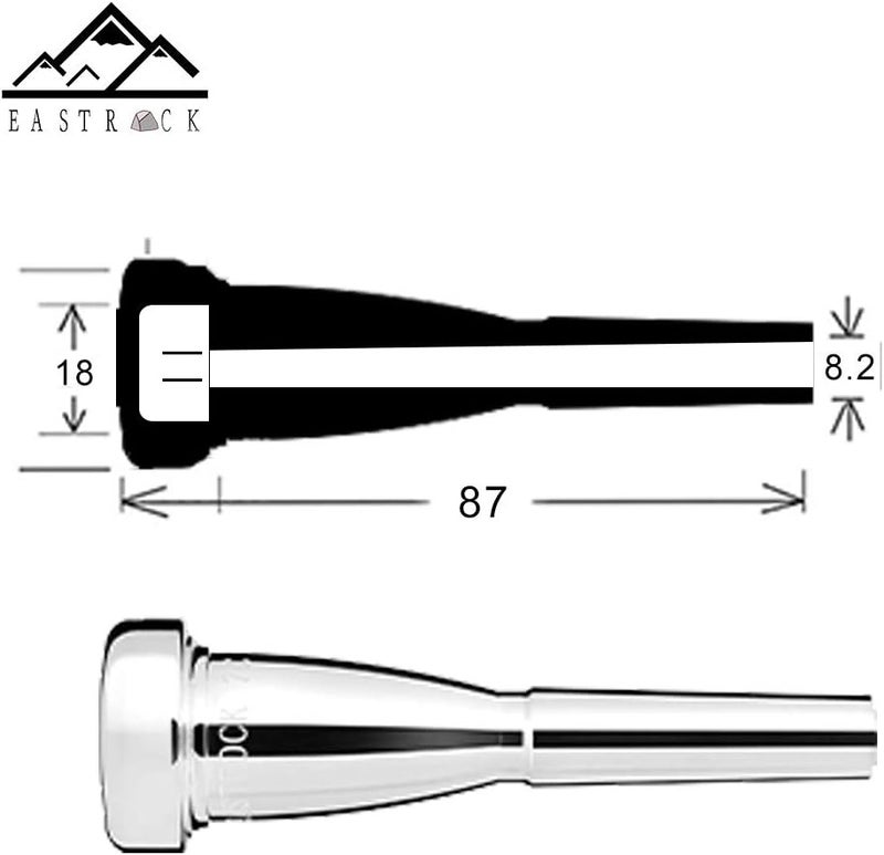 EastRock Replacement Plated Silver Trumpet Mouthpiece (7C) - Image 2