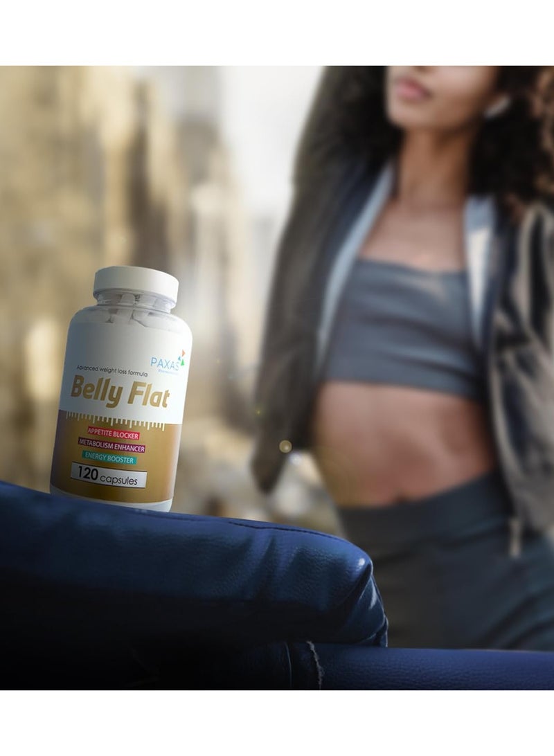 باكساس PAXAS Belly Flat I 120 كبسولة I لتخفيف الوزن I مانع الشهية I معزز التمثيل الغذائي للطاقة I التحكم في السكر I Glucomannan I الكولين I Garconia Cambogia I الفيتامينات - Image 3