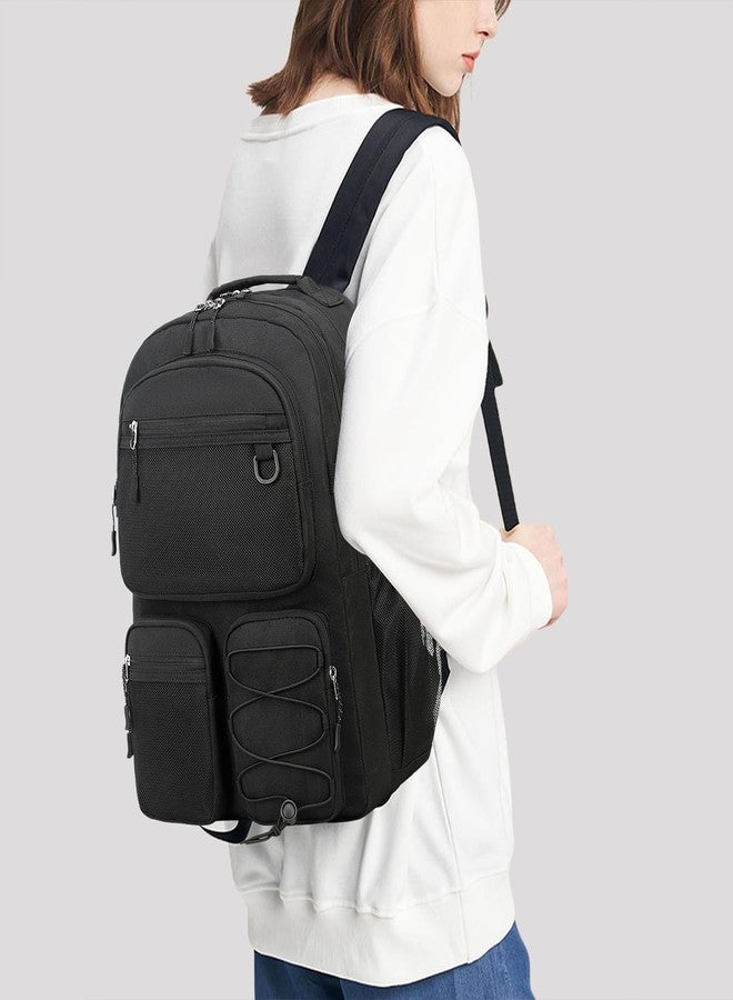 Lohol Water Resistant Daypack with Mulitiple Pockets for Travel Outdoor College, 15.6 inch Laptop Backpack for Men and Women, Black, Large, Daypack Backpacks - Image 2