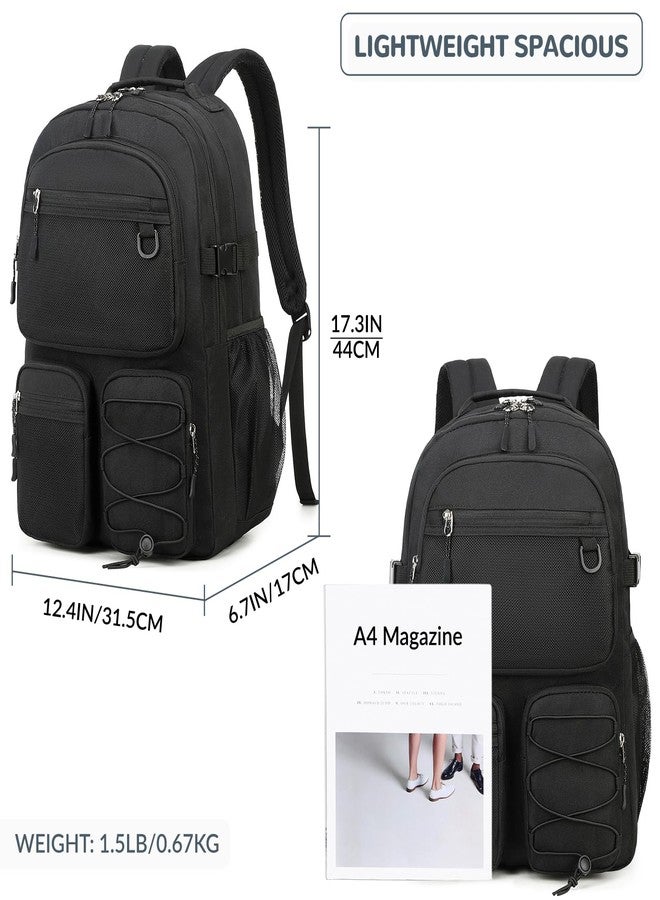 Lohol Water Resistant Daypack with Mulitiple Pockets for Travel Outdoor College, 15.6 inch Laptop Backpack for Men and Women, Black, Large, Daypack Backpacks - Image 3